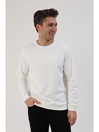 Fibula Moda Erkek Beyaz Sweatshirt
