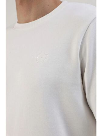Fibula Moda Erkek Beyaz Sweatshirt