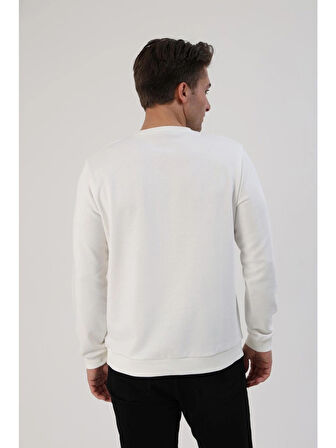 Fibula Moda Erkek Beyaz Sweatshirt
