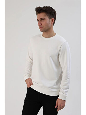 Fibula Moda Erkek Beyaz Sweatshirt