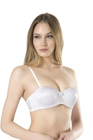 Fabony Kadın Ekru Basıc Straplez Boş Cup Sütyen- 3011