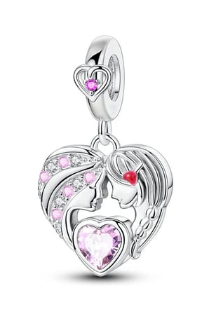 Anne ve Kız Sevgisi Kalp Sallantılı Charm