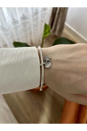 ,  Tropikal Denizyıldızı Ve Deniz Kabuğu Sallantılı Charm