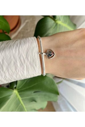 Aile ve Dönen Kalp Sallantılı 925 Ayar Gümüş  Charm