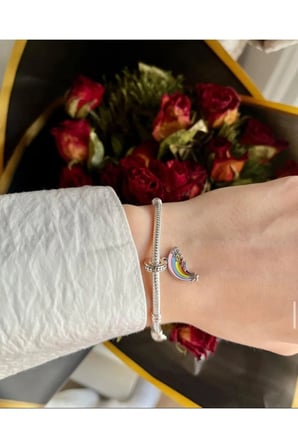 Gökkuşağı Sallantılı 925 Ayar Gümüş  Charm