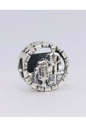 Star Wars C-3po Ve R2-d2 Kafes Işi 925 Ayar Gümüş Charm