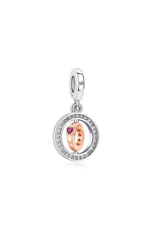  Rose Döner Halka Sallantılı 925 Ayar Gümüş Charm