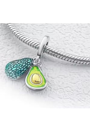 Avokado Çift Sallantılı 925 Ayar Gümüş Charm