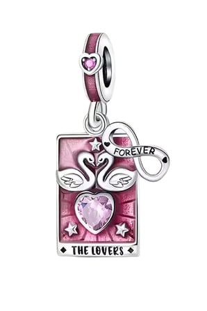 Kuğu Lovers Tarot Kartı Sallantılı 925 Ayar Gümüş Charm