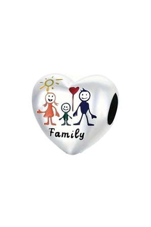 Family Kalp Boncuk 925 Ayar Gümüş Charm