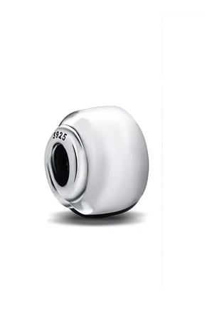 Mini Beyaz Murano Yüzük 925 Ayar Gümüş Charm