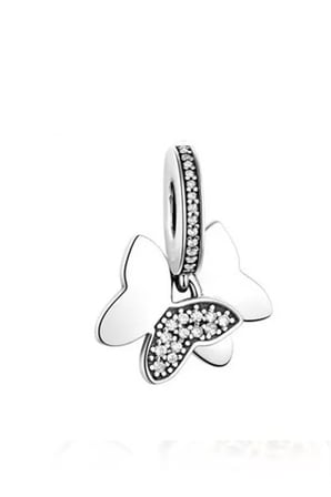 Kelebekler Sallantılı 925 Ayar Gümüş Charm