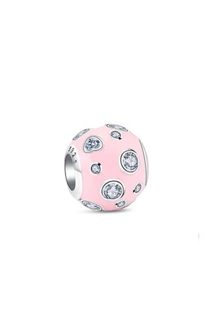 Fubena Pembe Benek Taşlı 925 Ayar  Gümüş Charm