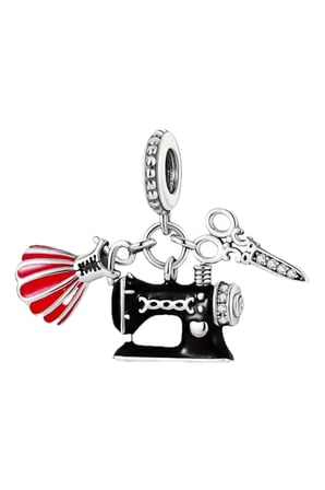 Dikiş Makinesi, Makas ve Elbise Sallantılı Charm