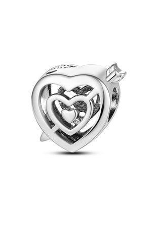 Kalbi Deşen Ok 925 Ayar Gümüş Charm