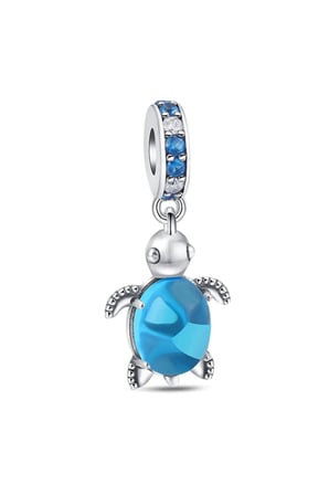  Murano Camı Denizi Kaplumbağası Sallantılı 925 Ayar Gümüş Charm