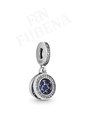 Yeşil Parıldayan Çift Disk Sallantılı 925 Ayar Gümüş Charm
