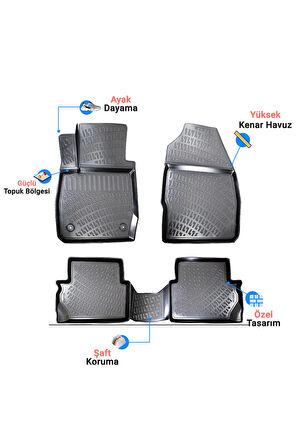 Ford Ranger 2011 Araca Özel Tasarım 3D Havuzlu Paspas