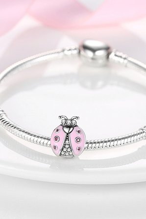 Taşlı Pembe Uğur Böceği Charm