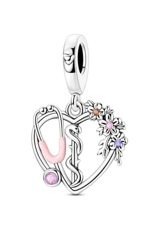 Tıp Temalı Stetoskop Kalp Sallantılı Charm