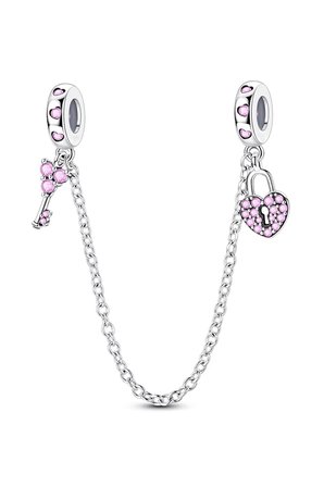 Pembe Taşlı Anahtar ve Kilit Zincir Sallantılı Charm