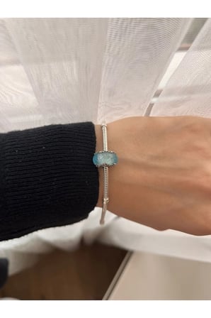 Buz Mavisi Kar Tanesi Murano 925 Ayar Gümüş Charm