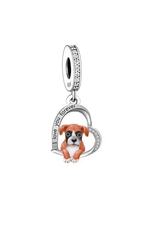  Kalp İçinde Köpek Sallantılı Charm
