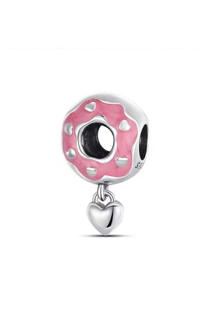  Kalp Sallantılı Donut 925 Ayar  Gümüş Charm