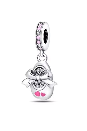 Kalpli Patik Sallantılı 925 Ayar Gümüş Charm