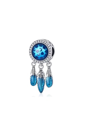 Mavi Taşlı Spiritüel 925 Ayar Gümüş Charm