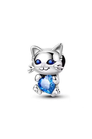 Fubena Mavi Taşlı Kedi Charm