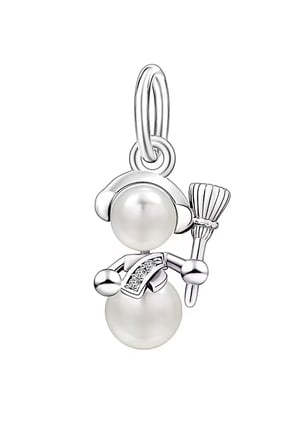 Işıltılı Kardan Adam Sallantılı 925 Ayar Gümüş Charm