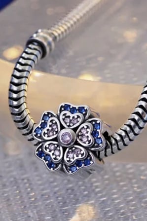 Renkli Petek Çiçek Charm 925 Ayar Gümüş 