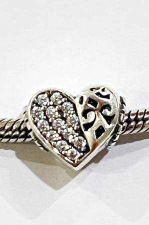 Yerli Üretim  Taşlı Kalp ve Hayat Ağacı 925 Ayar Gümüş Charm
