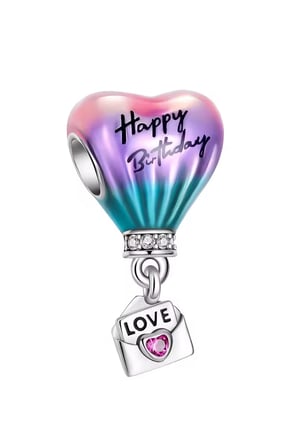 İyi Yaşlar Kalp Balonu ve Love Zarf Sallantılı 925 Ayar Gümüş Charm