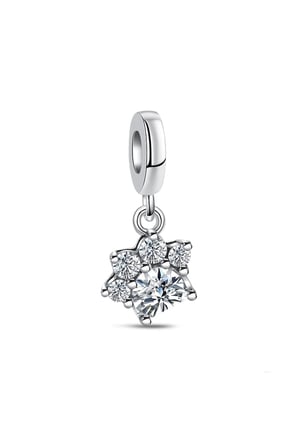  Işıltılı Pati İzi Sallantılı 925 Ayar Gümüş Charm