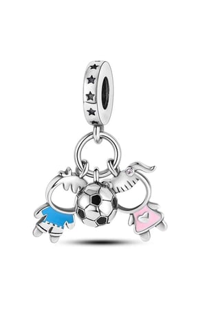Kız Erkek ve Futbol Topu Sallantılı Charm