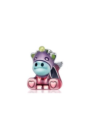  Renkli Gökkuşağı Unicorn Bruno 925 Ayar Gümüş Charm