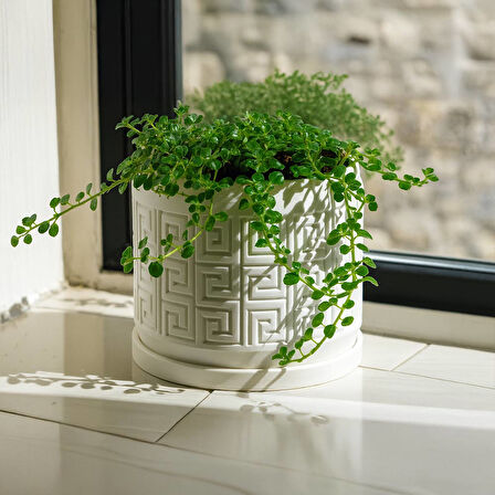 Aztek Desenli Modern Saksı