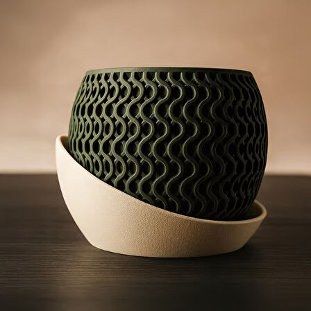 Modern Dalgalı Desen Dekoratif Saksı