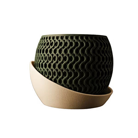 Modern Dalgalı Desen Dekoratif Saksı