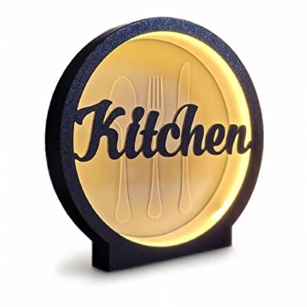 LED Işıklı Mutfak Dekoru – Kitchen Yazılı Masa Üstü Tasarım