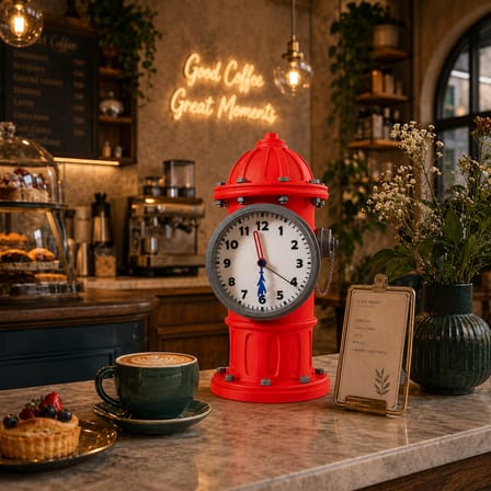 Fibrika Store-İtfaiye Hidrant Masa Saati | Sessiz  Mekanizma | Dekoratif Ofis ve Ev Saati | 30 cm