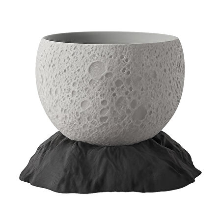 Ay Yüzeyi Desenli Saksı - 3D Baskı Dekoratif Tasarım
