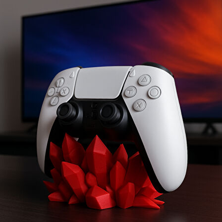 PS5 DualSense Uyumlu Kırmızı Kristal Gamepad Standı