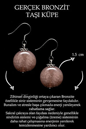 Sertifikalı Bronzit Taşı Küpe