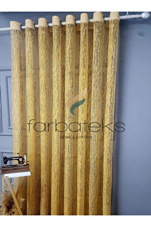 Hardal Sarı Camkırıgı Rustik Tül Perde Kuşgözü Perde Rustik Tül Perde