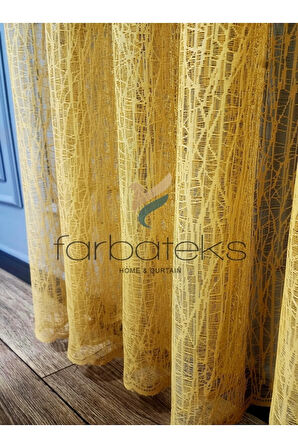 Hardal Sarı Camkırıgı Rustik Tül Perde Kuşgözü Perde Rustik Tül Perde