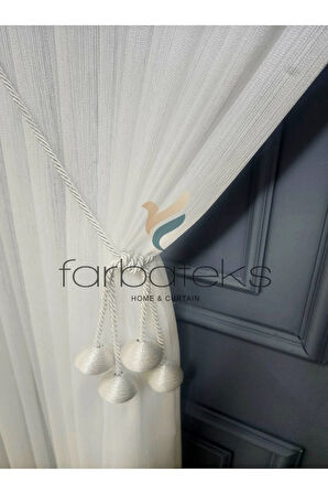 İnce Çizgili Modern Yeni Tasarım Yalancı Kruvaze Tül Perde