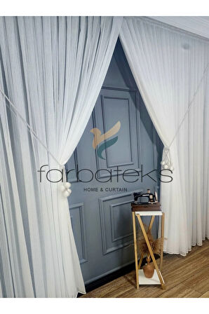 İnce Çizgili Modern Yeni Tasarım Yalancı Kruvaze Tül Perde